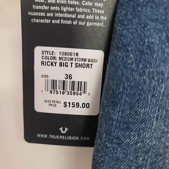 True Religion Ricky Big T shorts, size 36 - Picture 6 of 8